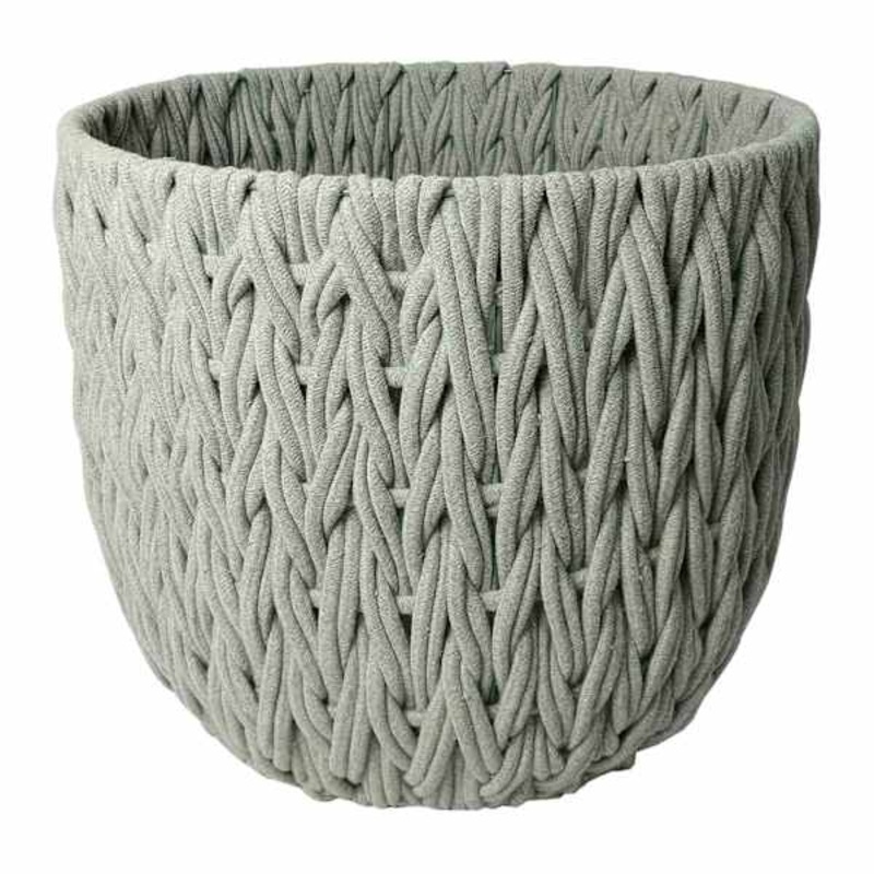 Grey Round Chunky Fabric Storage Basket, Large