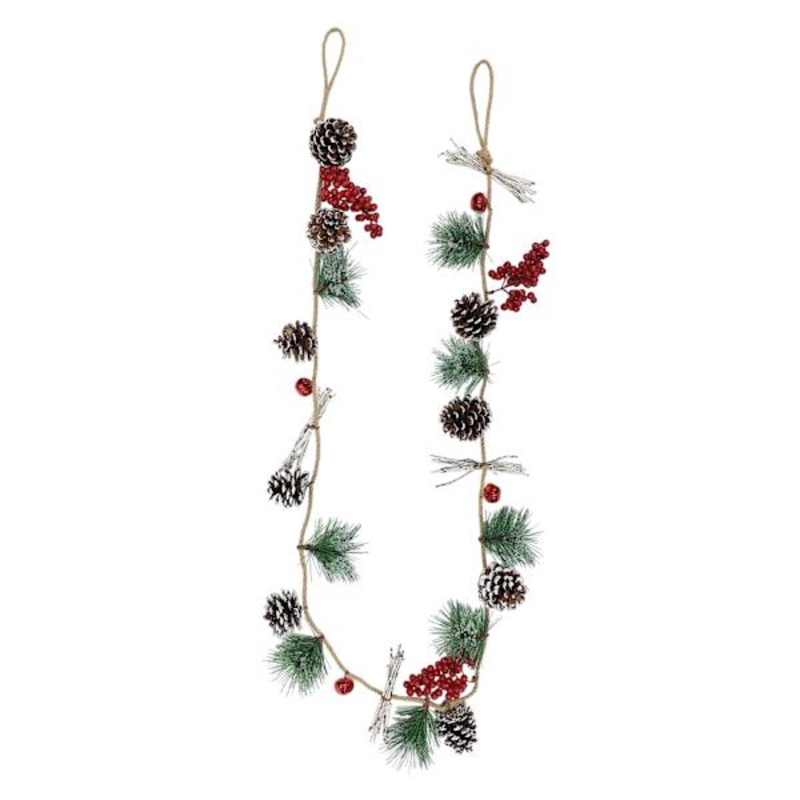 Red Berry and Pinecone Garland 6′ | Natural Holiday Greenery | At Home