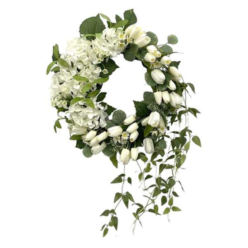 White Hydrangea & Jasmine Mix Wreath, 24″