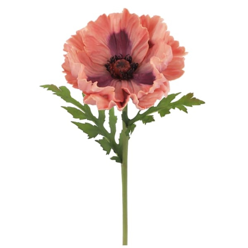 Willow Crossley Pink Soft Touch Poppy Floral Pick, 12.5″