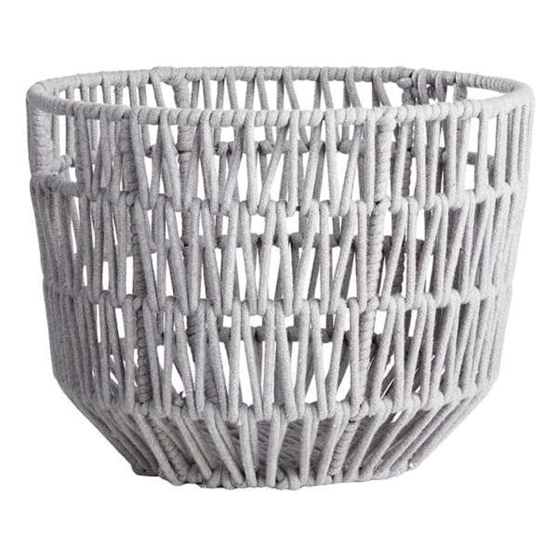 Grey Round Poly Rope Basket, Small