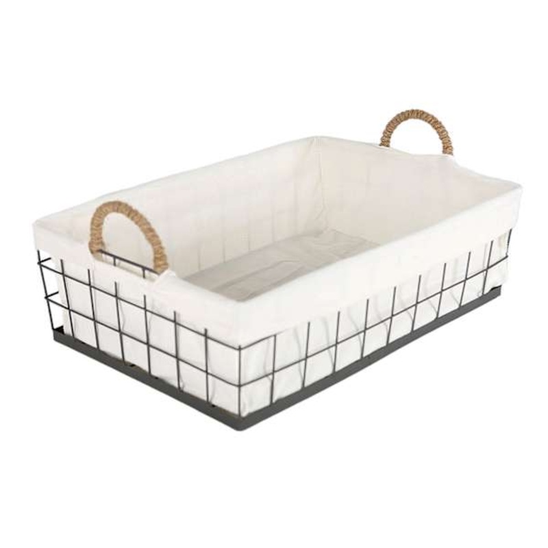 Lined Rectangle Wire Storage Basket Large | At Home
