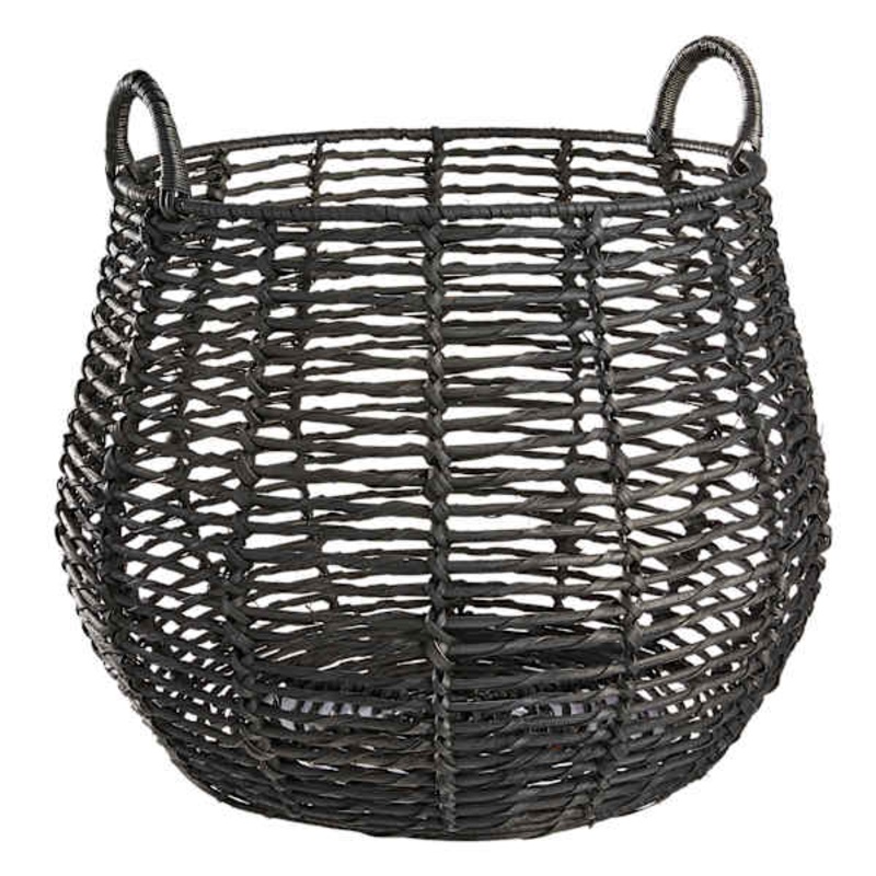 Rocco Black Rattan Storage Basket, Large
