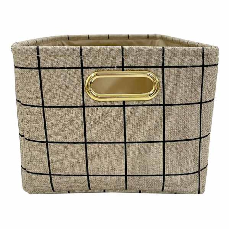 Small Grid Print Canvas Storage Basket | Honeybloom | Home Organization | At Home
