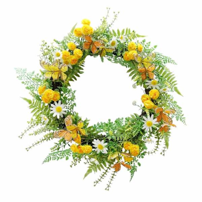 Wild Flower & Butterfly Wreath, 21″