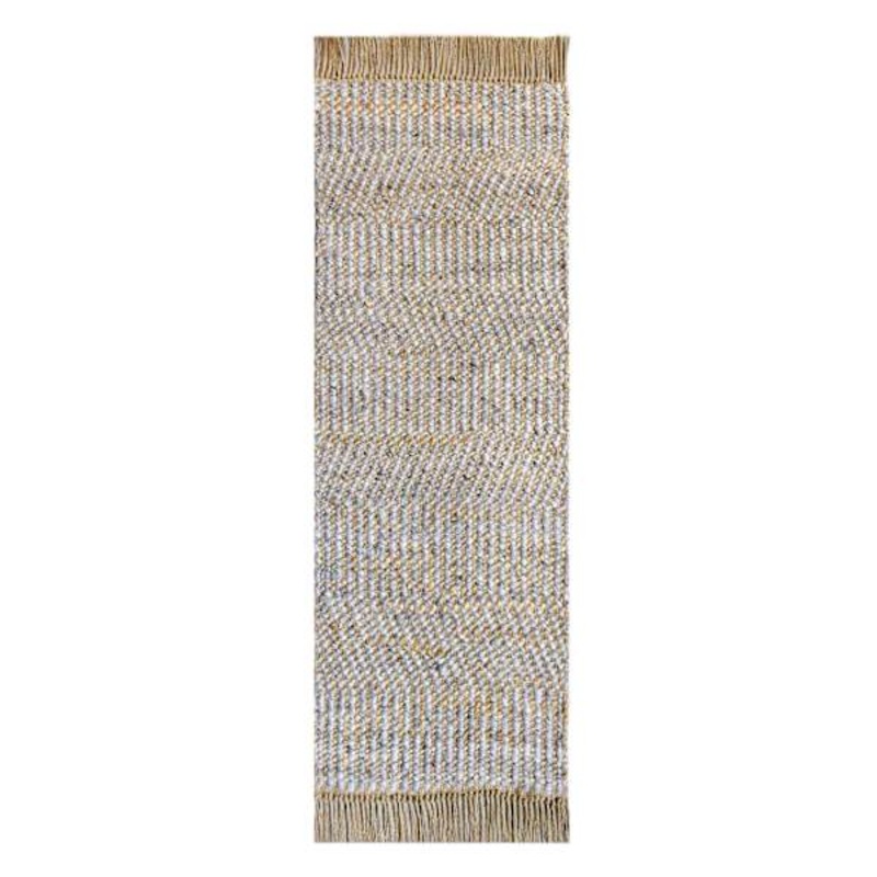 (B855) Found & Fable Element Natural Jute & Wool Woven Runner, 2×7