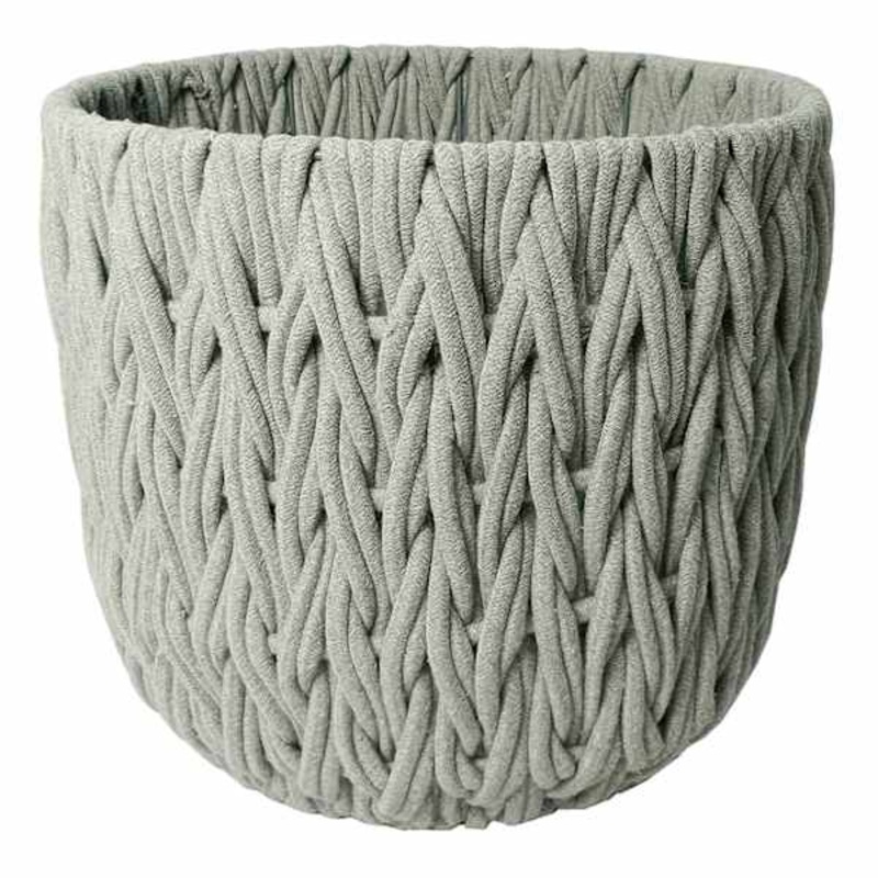 Grey Round Chunky Fabric Storage Basket, Medium