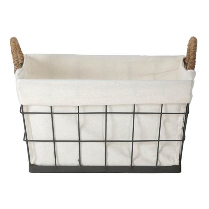 Lined Rectangle Wire Storage Basket, Large