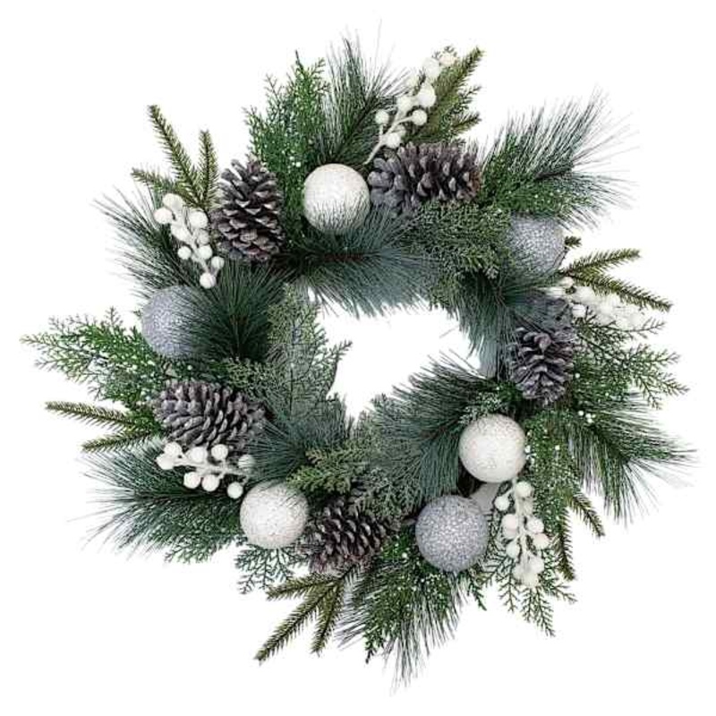 Pinecones, Berries & Ornament Wreath 24″ | Wreaths | At Home