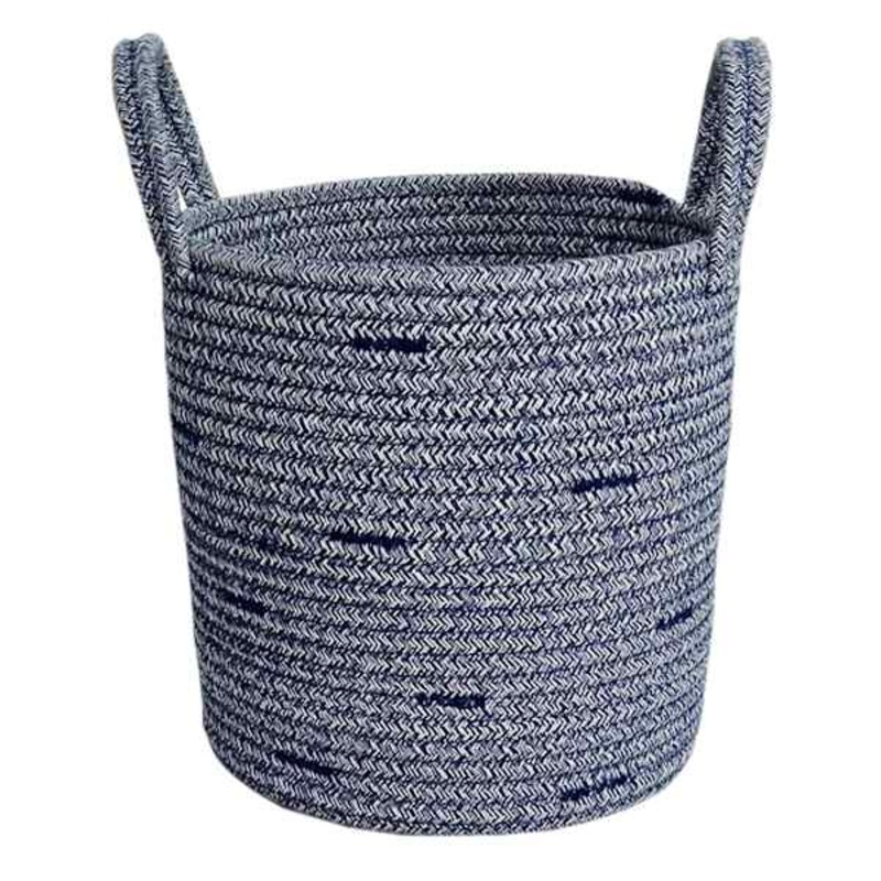 Tiny Dreamers Blue Round Cotton Rope Storage Basket, Small