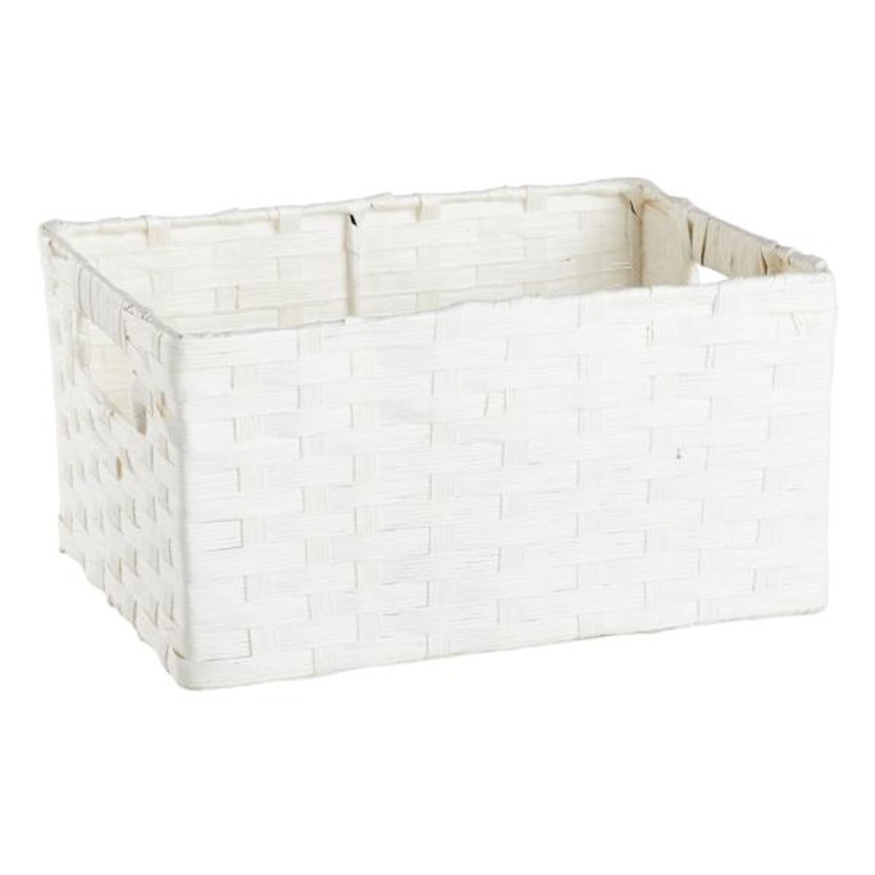 White Paper Rope Rectangle Storage Basket Medium | At Home