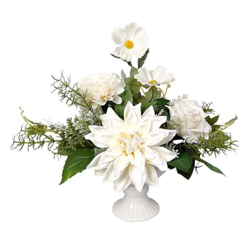Willow Crossley White Mixed Floral in Ceramic Pot, 14″
