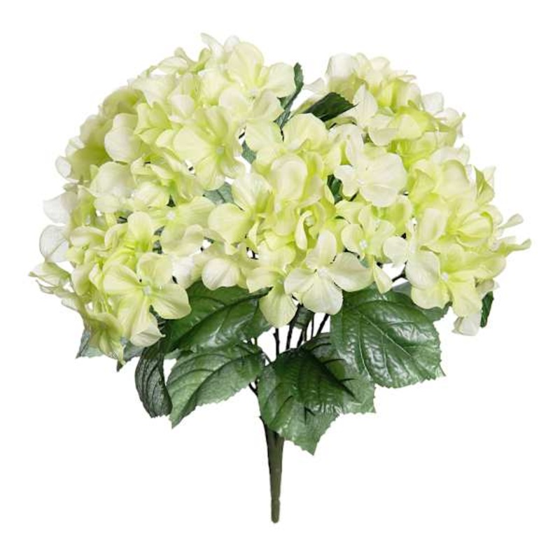 6-Head Green Hydrangea Flowers, 17″
