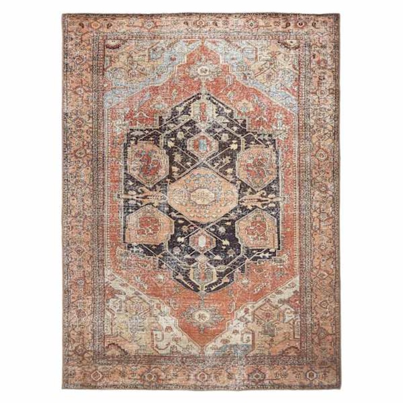 (B753) Riley Brown Multicolor Medallion Area Rug, 5×7