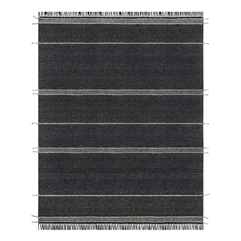 (B817) Hutton Black Flatweave Tassel Area Rug, 8×10