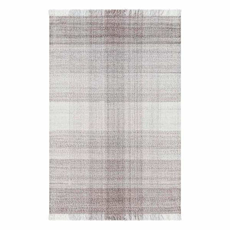 (B887) Ty Pennington Primrose Tartan Grey Area Rug, 5×8
