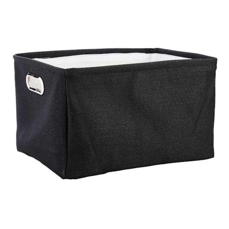 Black Rectangle Fabric Storage Basket, Medium