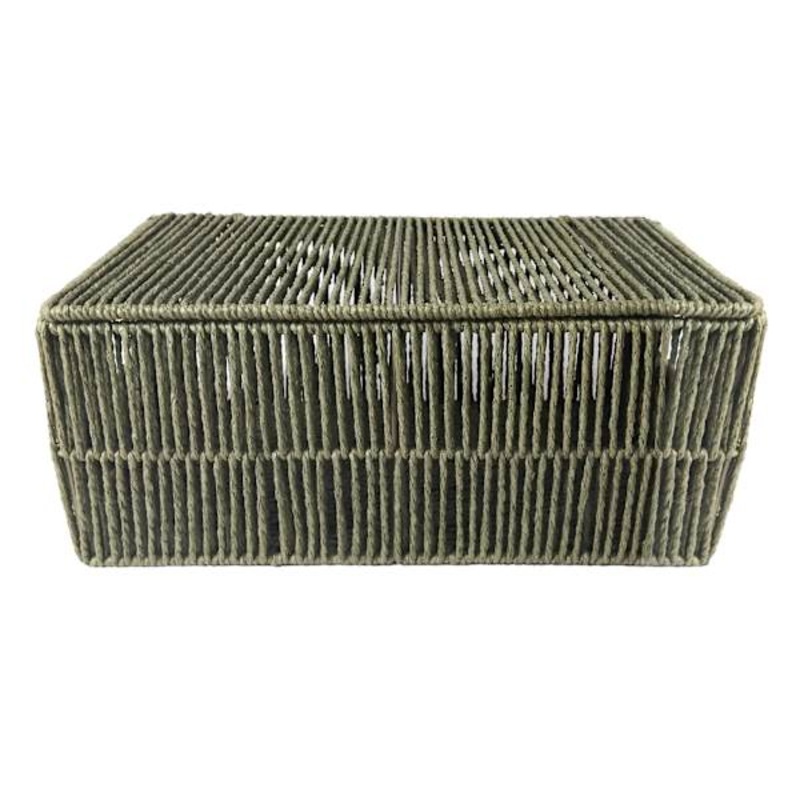 Green Lidded Paper Storage Basket, Medium