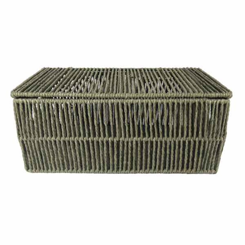 Green Lidded Paper Storage Basket, Small
