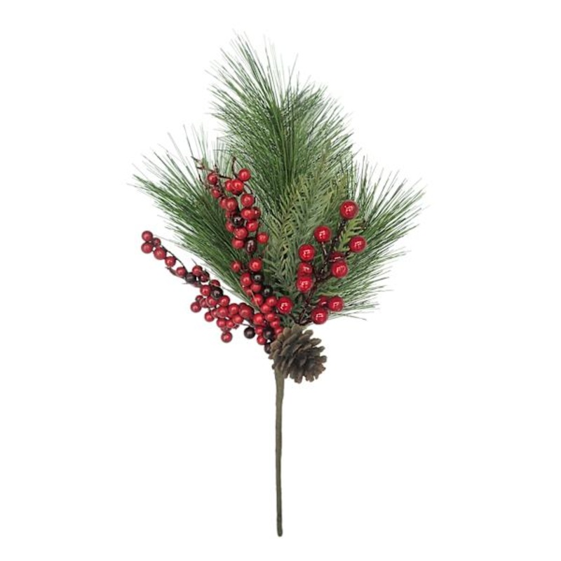 Needle Pine and Berry Pick 18″ | Holiday Greenery | At Home