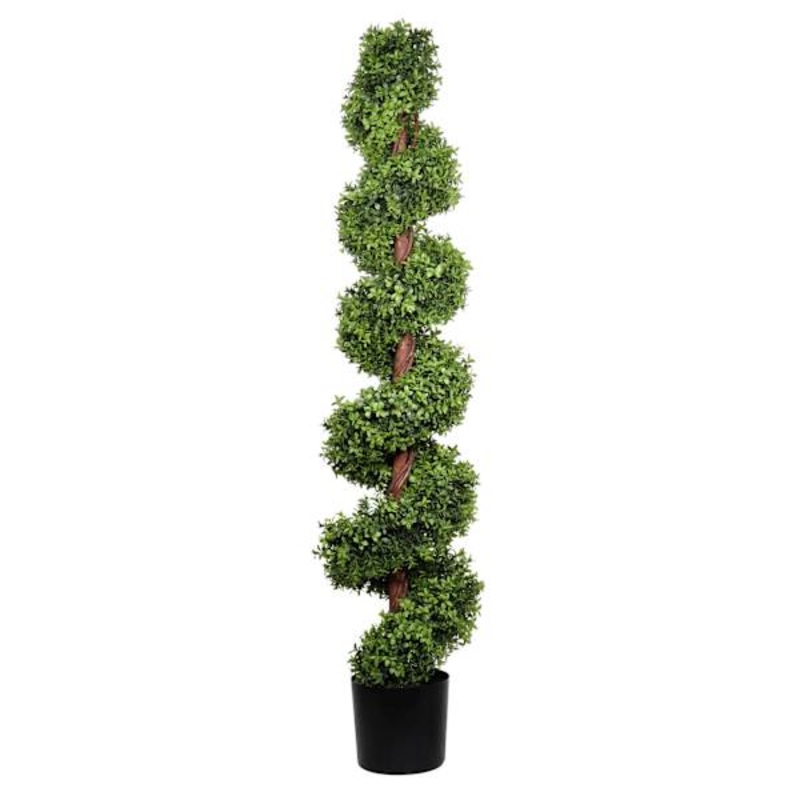 Spiral Topiary in Black Pot, 60″