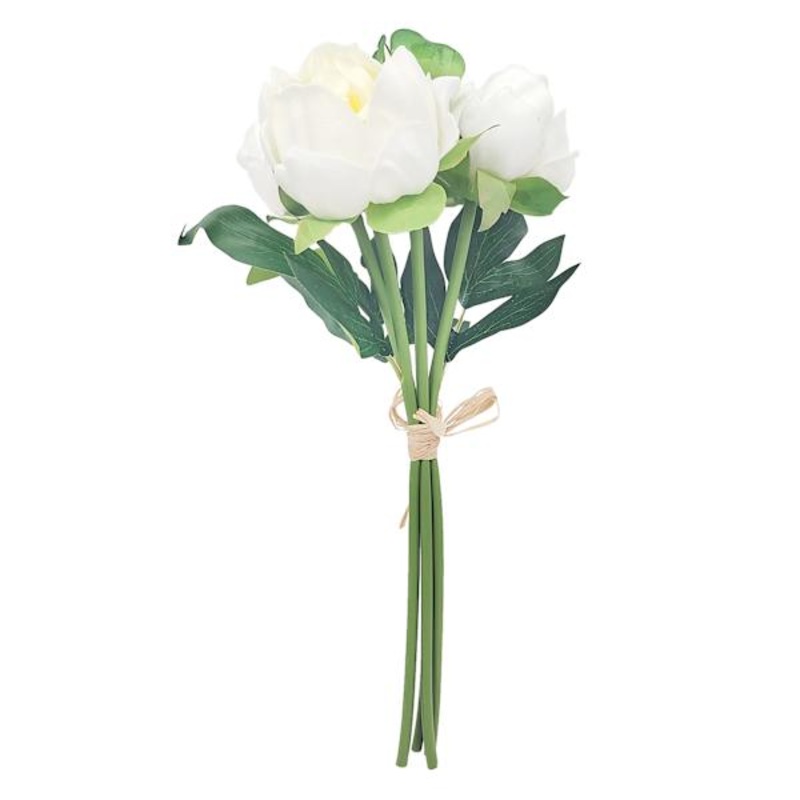 White Real Feel Peony Floral Bush, 12″