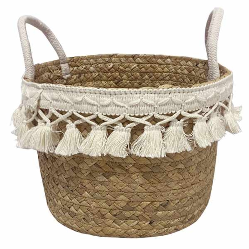 Wicker Round Tassel Storage Basket | Home Organization | At Home