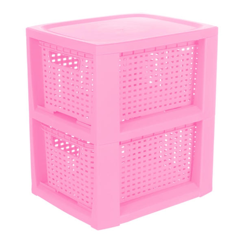 2-Layer Woven Drawer Set, Dark Pink