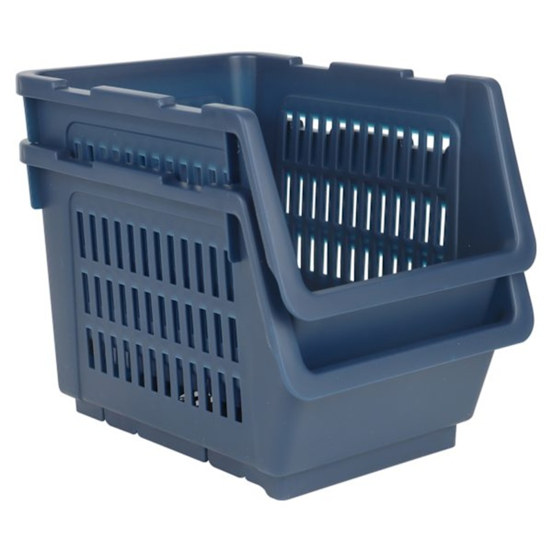 2-Pack Navy Blue Stackable Storage Basket, Extra Small