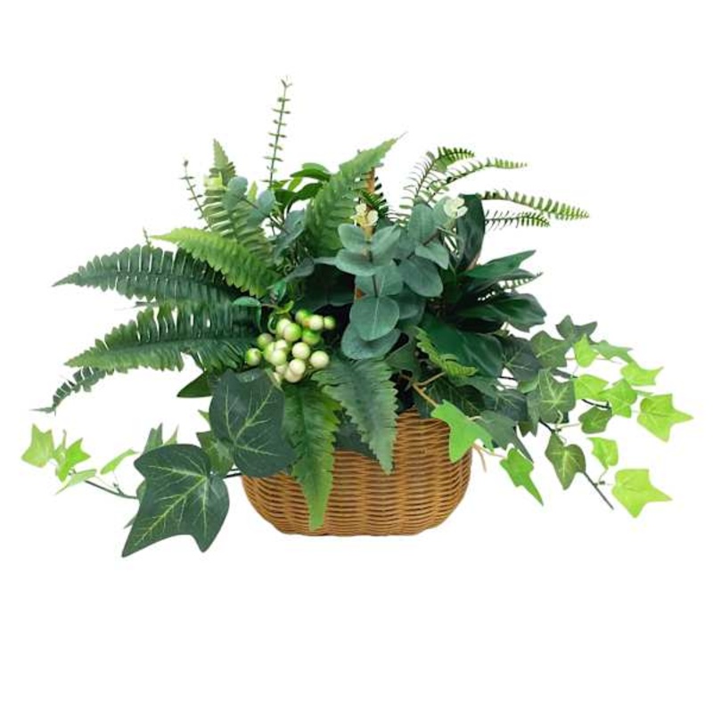 Greenery Arrangement in Basket, 15″