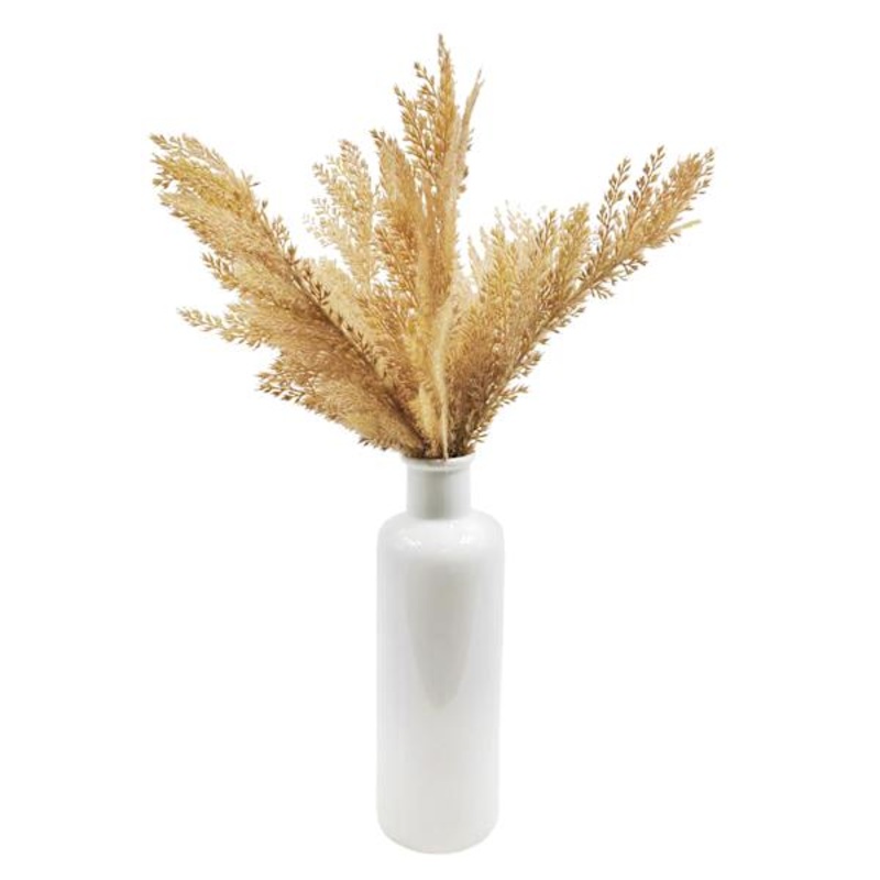 Honeybloom Brown Grass in White Ceramic Pot, 22″