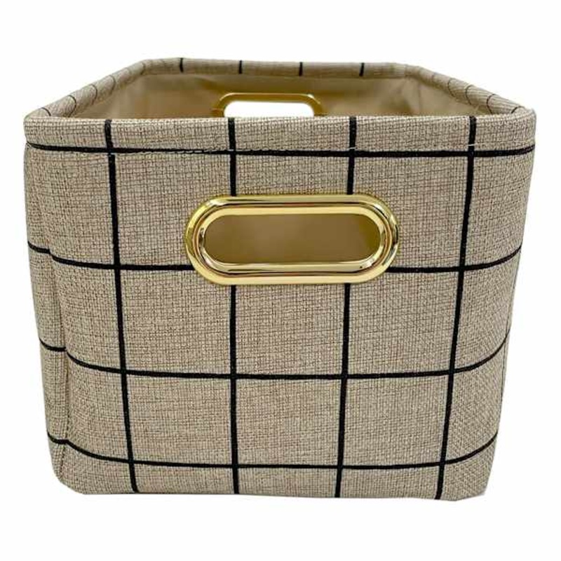 Honeybloom Grid Print Canvas Storage Basket, Medium