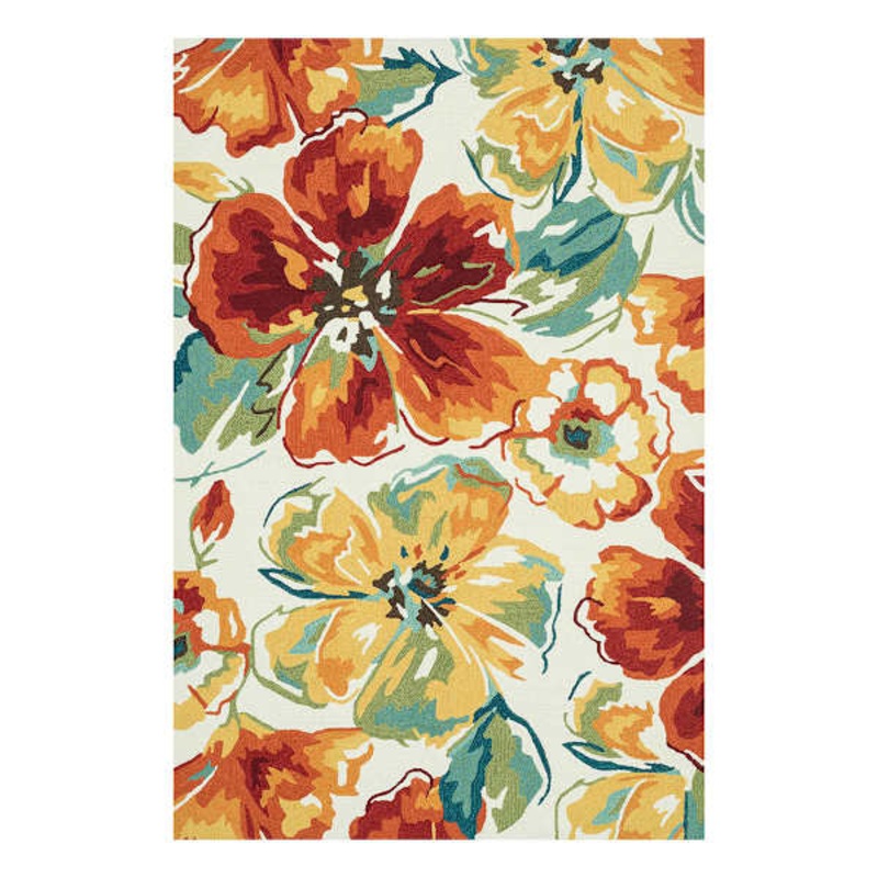 (A138) Summerton Ivory & Red Multicolor Hooked Area Rug, 5×7