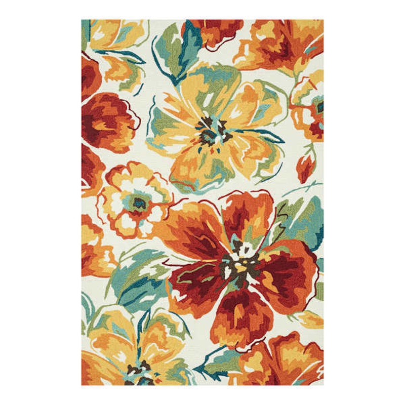 (A138) Summerton Ivory & Red Multicolor Hooked Area Rug, 8×10