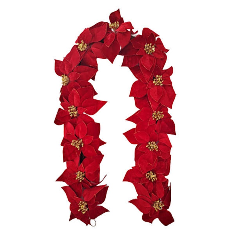 Christmas Poinsettia Garland 72″ | At Home
