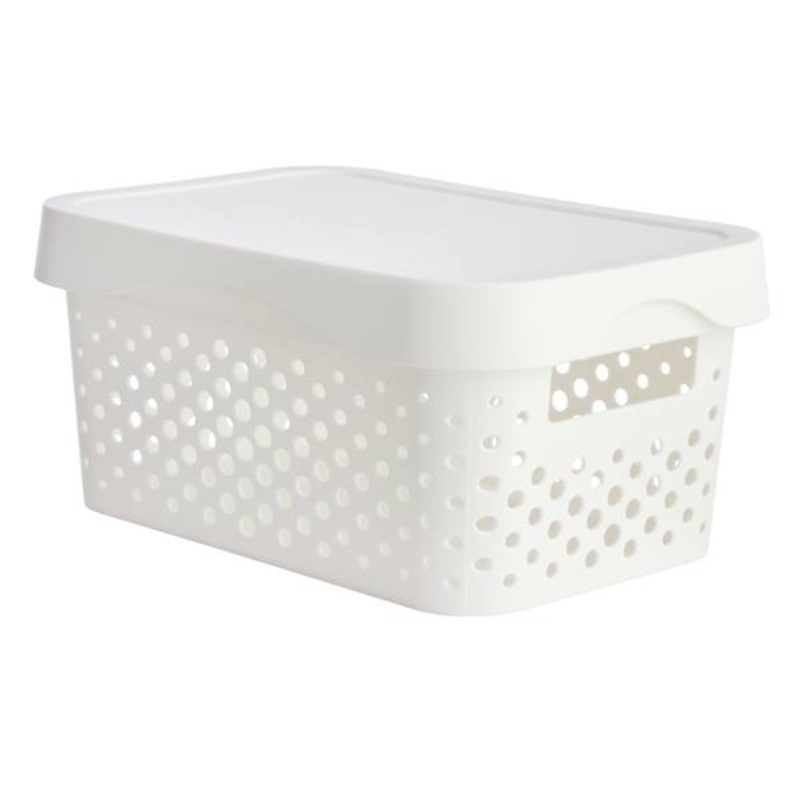 REAL SIMPLE White Storage Bin with Lid, Small