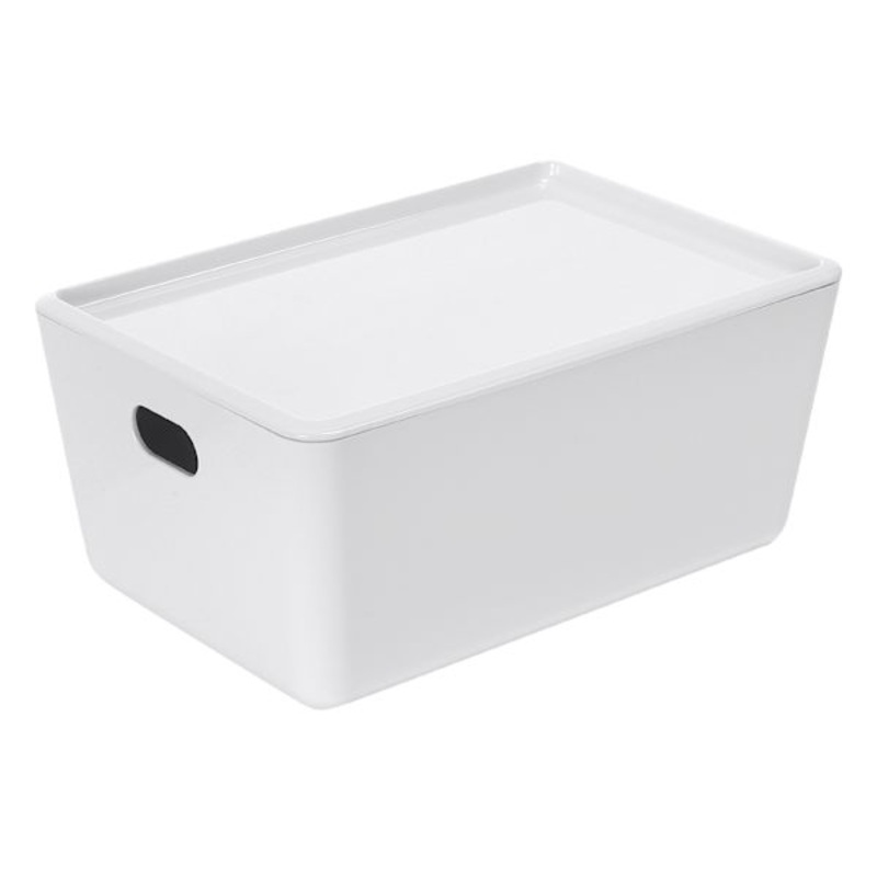 White Modular Storage Bin with Lid 4L | At Home