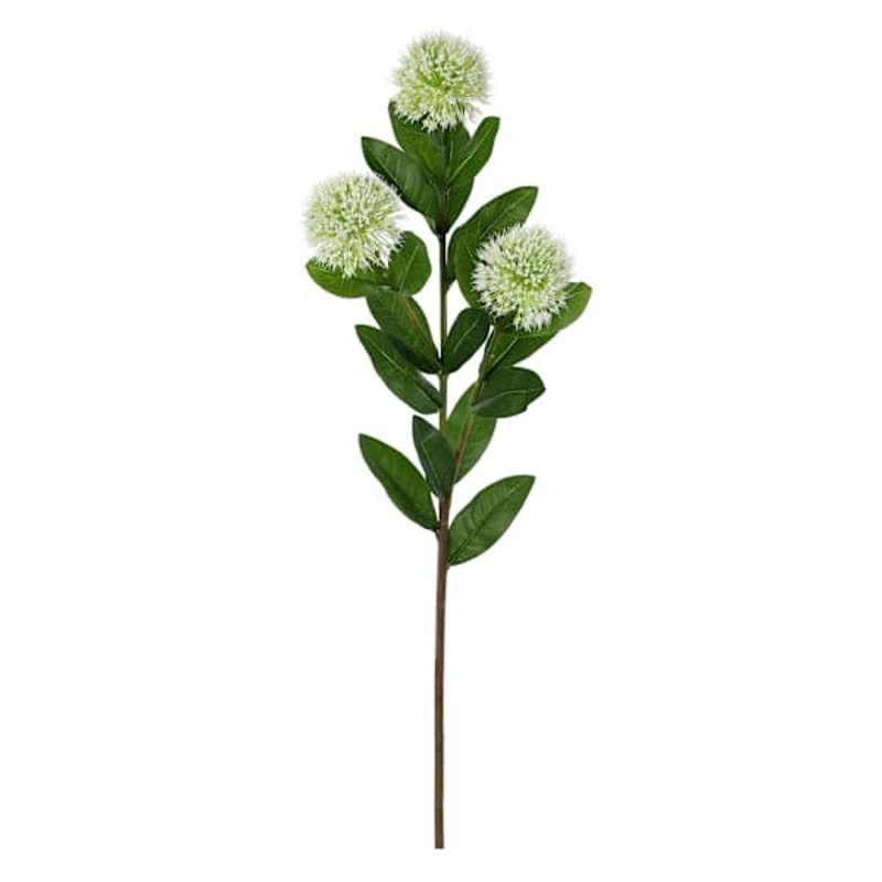 3-Bulb White Thistle Floral Stem, 31.5″