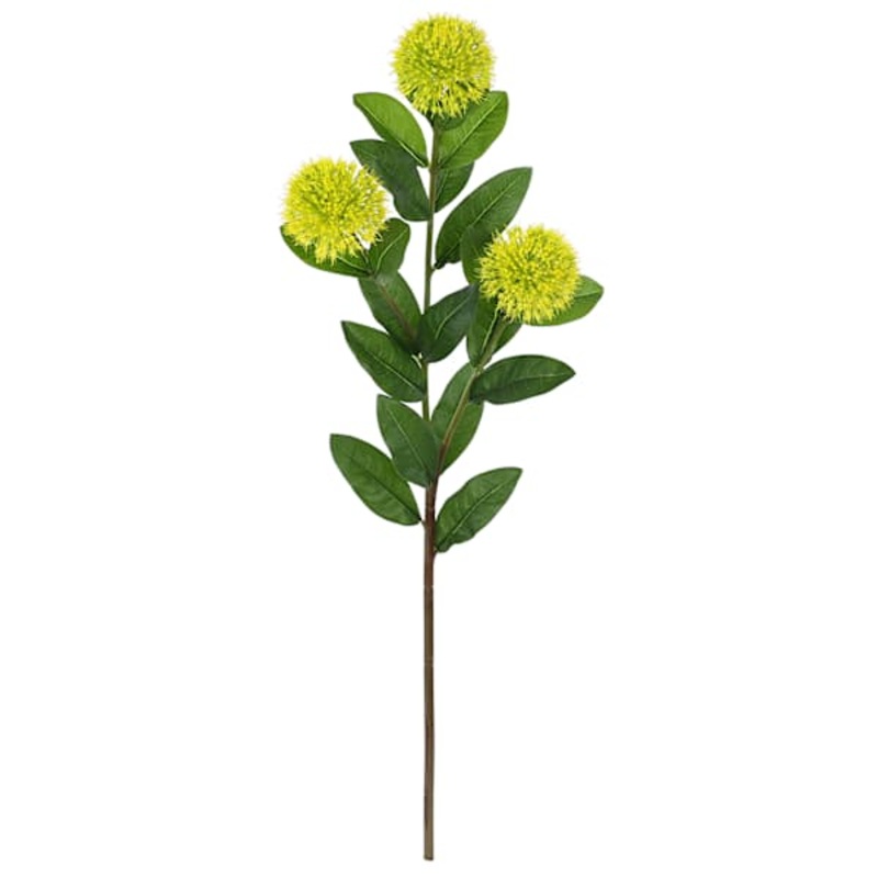 3-Bulb Yellow Thistle Floral Stem, 31.5″