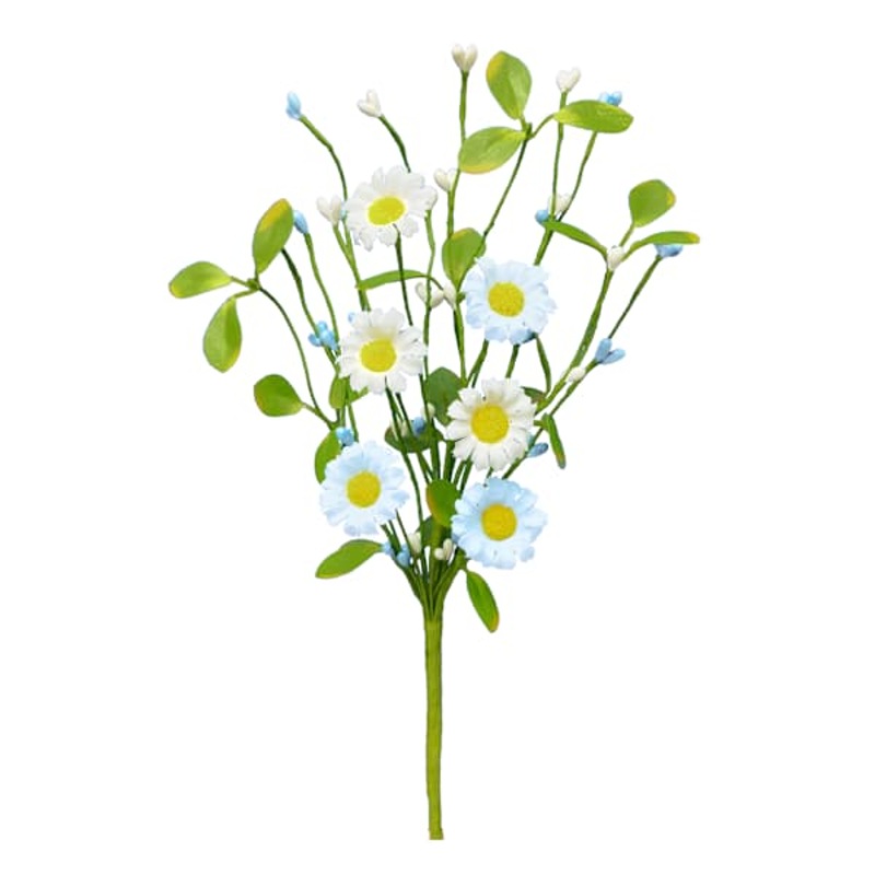 Blue & Cream Daisy Floral Pick, 12″