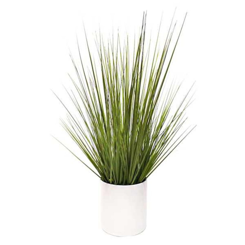 Grass Plant with White Planter, 20″