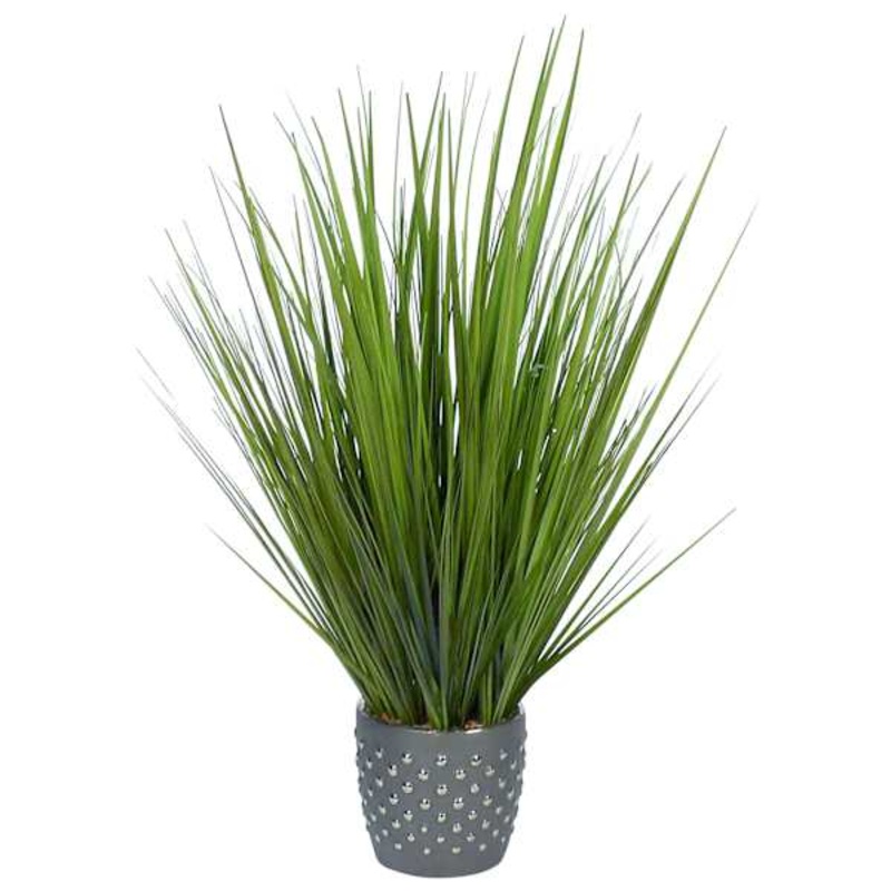 Green Grass Bundle with Grey Planter, 31″