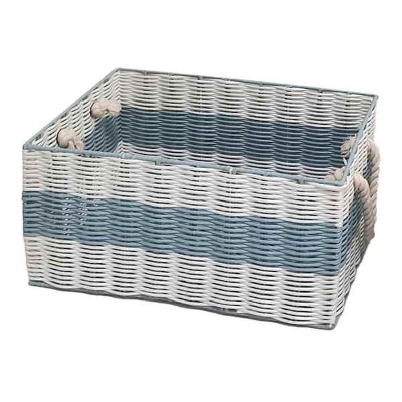 Honeybloom Coastal Striped Rectangle Storage Basket, Large
