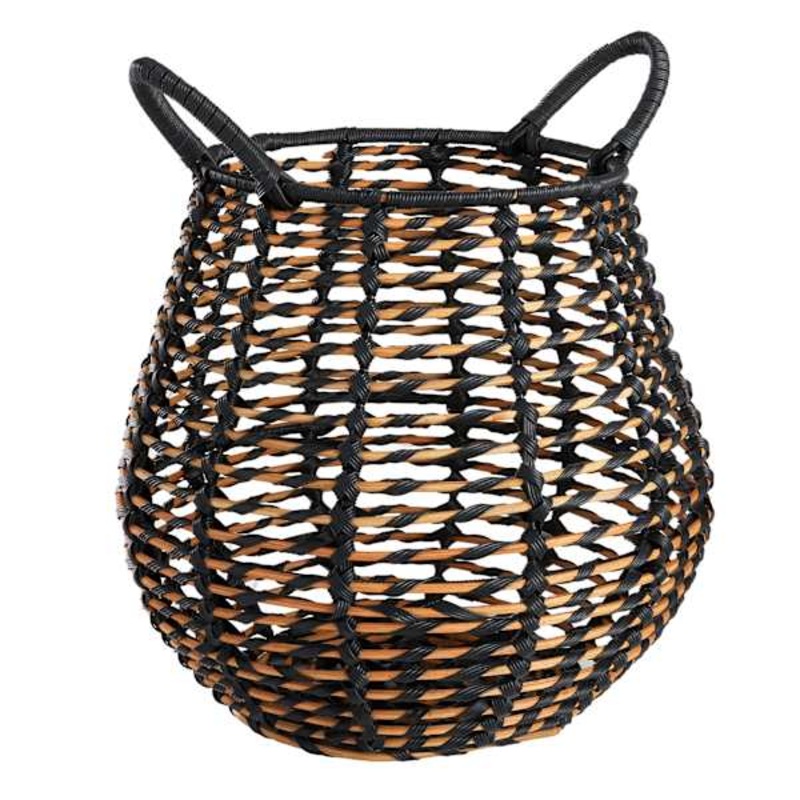 Medium Black & Natural Rattan Storage Basket | Rocco | Home Organization | At Home