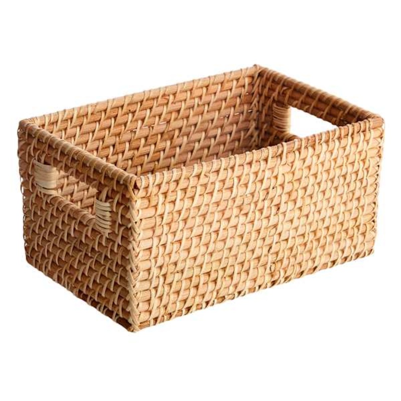 REAL SIMPLE Rectangle Rattan Storage Basket, Small