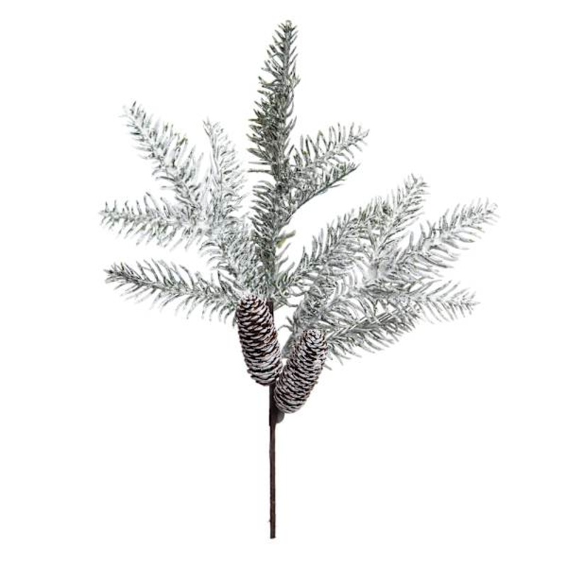 Snowy Pine and Pinecone Pick 16″ | Floral Dcor | At Home