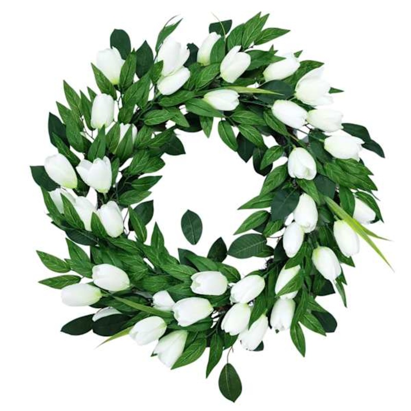 White Tulip Wreath, 24″