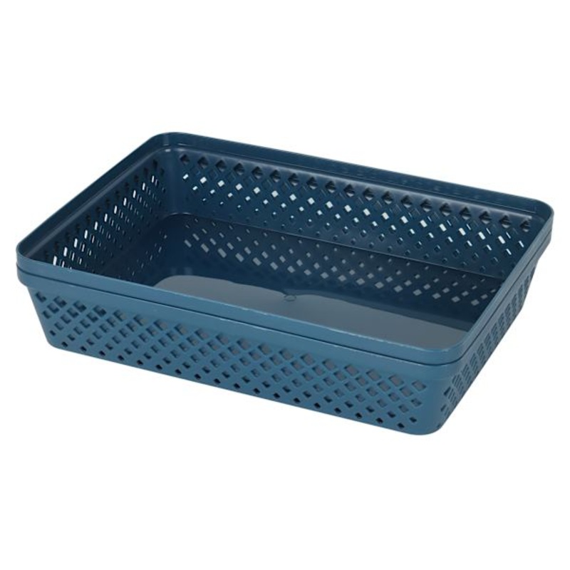 2-Pack Navy Blue Brickor Storage Trays, Large