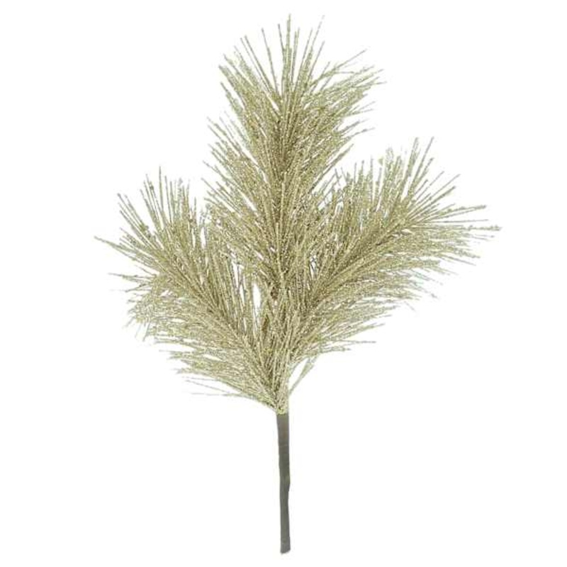 3-Head Platinum Glittered Pine Pick 11″ | Sparkling Holiday Accent | At Home