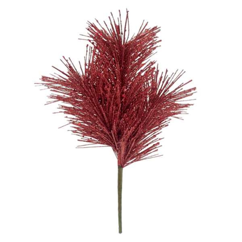 3-Head Red Glittered Pine Pick 11″ | Holiday Dcor | At Home